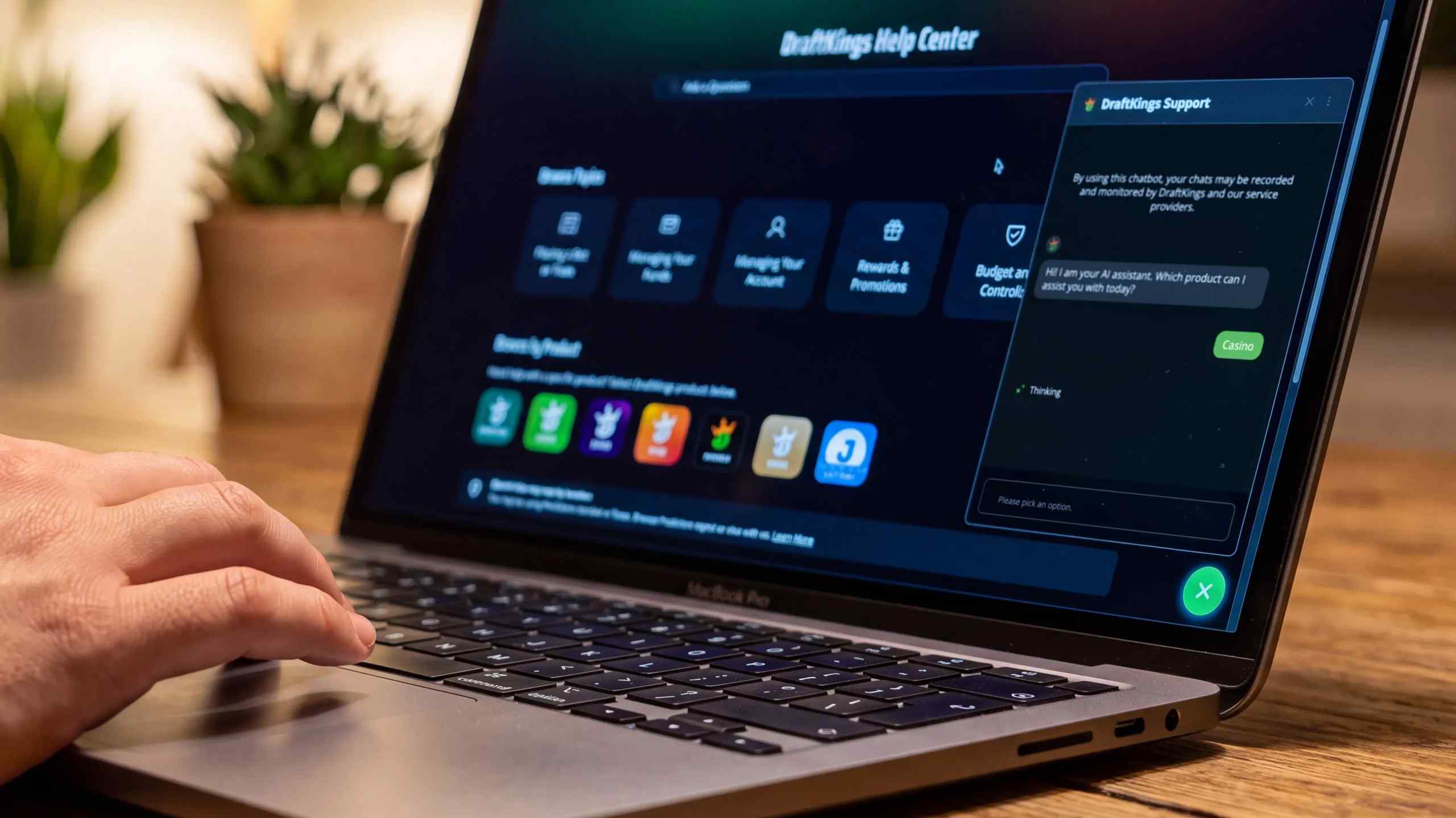 An AI support client for an online casino.